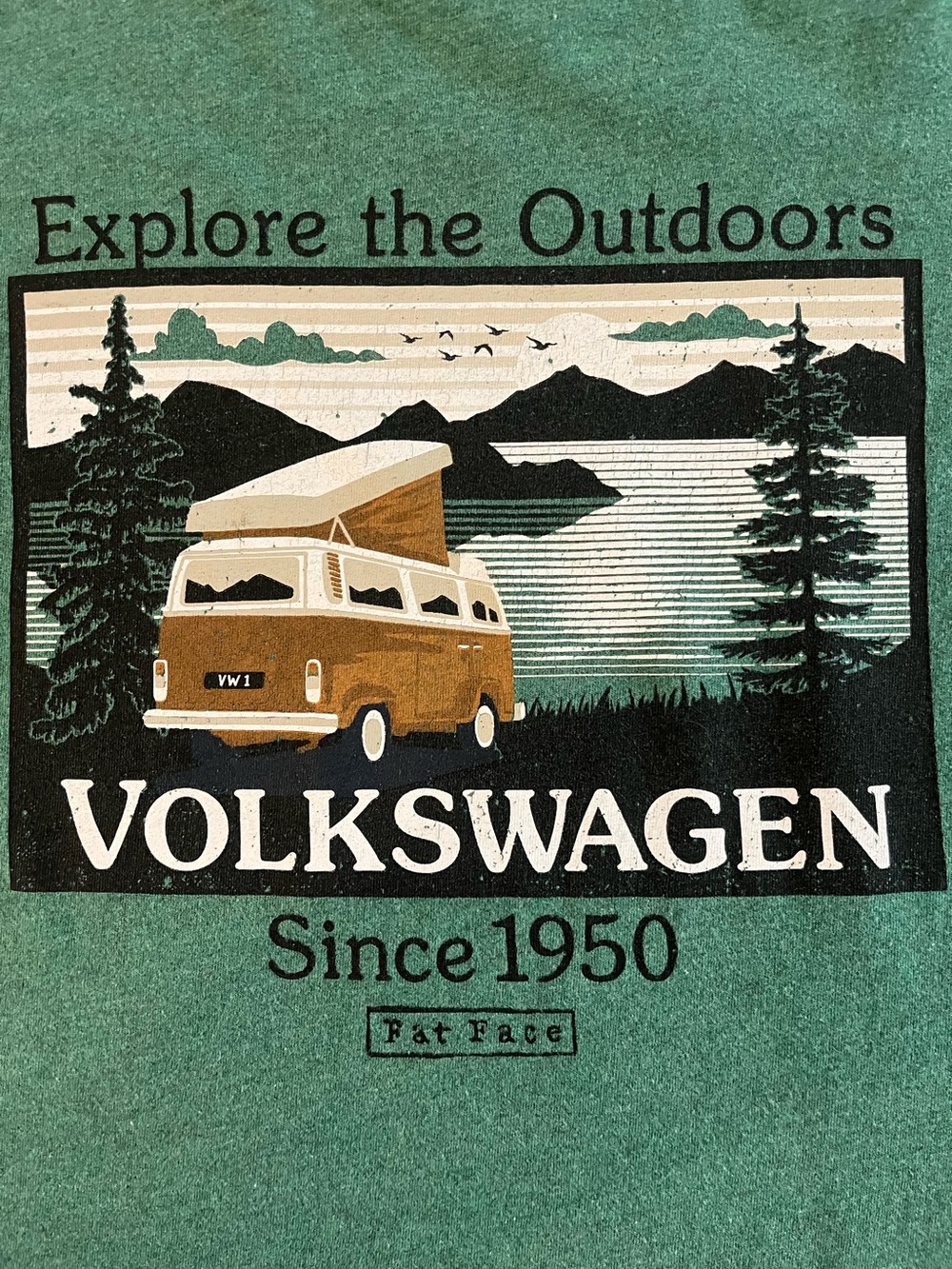 Fatface UK Volkswagen Camper Van Heather Green Graphic Tee